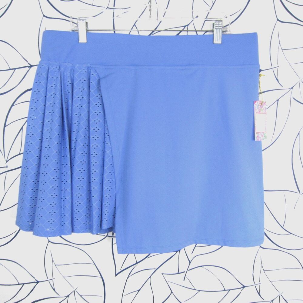 Stella Parker Sport Blue Pleated Eyelet Skort UPF 50 Size XL New!